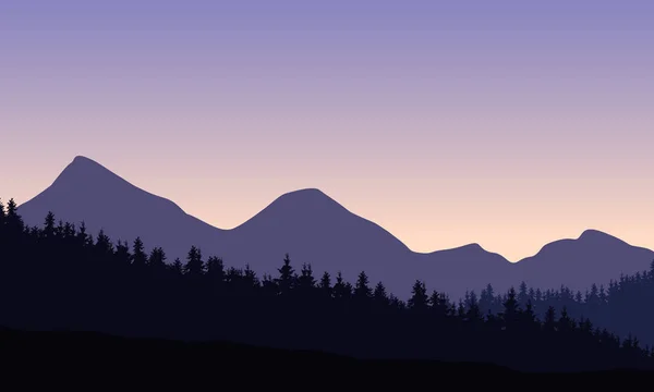 Illustration Vectorielle Paysage Montagne Avec Forêt Sommet Des Arbres Sous — Image vectorielle