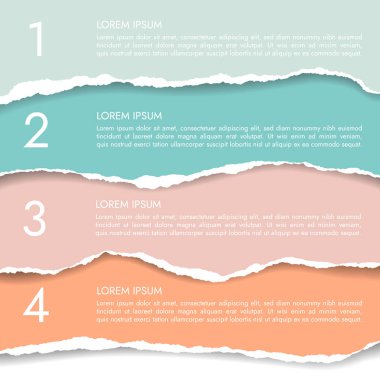 Dört renk beyaz arka plan üzerinde - izole infographics numaraları ve metin, afiş ile yırtık kağıt vektör kümesi