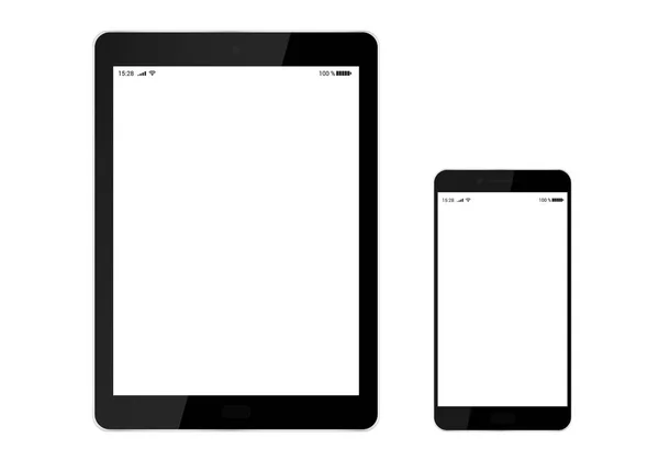 Illustration Réaliste Téléphone Portable Noir Smartphone Tablette Avec Bouton Appareil — Image vectorielle