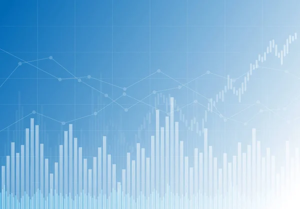 成長と株式 線と背景の変更 お金や商品価格の下落のブルー ビジネス グラフのイラスト ベクター — ストックベクタ