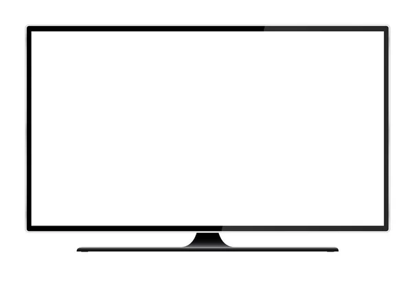 Realistische Darstellung Von Schwarzem Fernseher Mit Stativ Und Leerem Weißen — Stockvektor