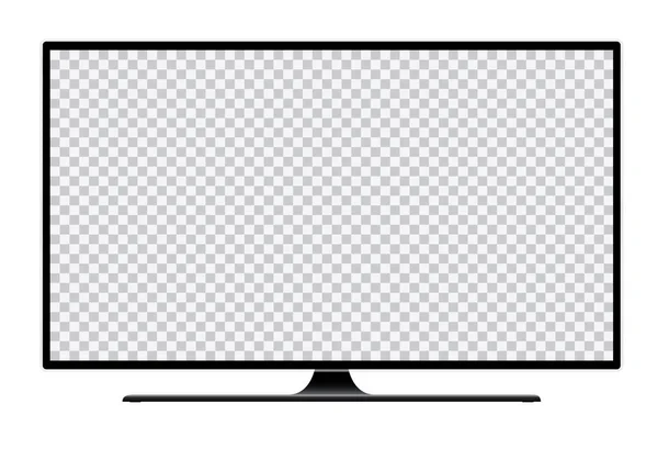 Ilustración Realista Del Televisor Negro Con Soporte Pantalla Aislada Transparente — Archivo Imágenes Vectoriales
