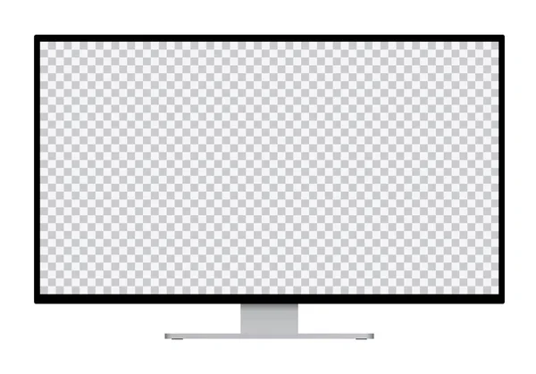 Ilustración Realista Del Monitor Ordenador Negro Con Soporte Plateado Pantalla — Vector de stock