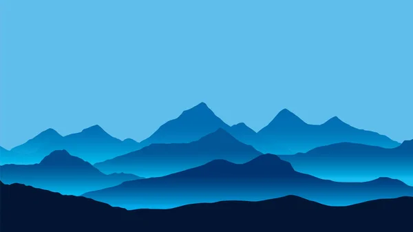 Realistic Illustration Mountain Landscape Fog Blue Sky Vector — Stock Vector