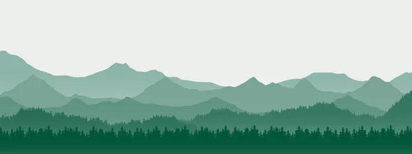 Ilustración Realista Del Paisaje Montaña Con Colina Bosque Con Árboles — Vector de stock