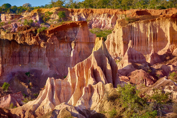 View of the Marafa Canyon in Kenya. Hells kitchens a gigantic canyon-shaped space caused by soil erosion in Africa