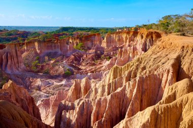 Kenya Marafa Kanyon manzarası. Hells mutfak erozyonla Afrika dev bir kanyon şeklindeki boşluk nedeniyle