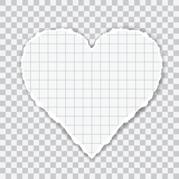 Ilustración realista de papel cuadrado roto en forma de corazón. Aislado sobre fondo transparente - vector — Archivo Imágenes Vectoriales