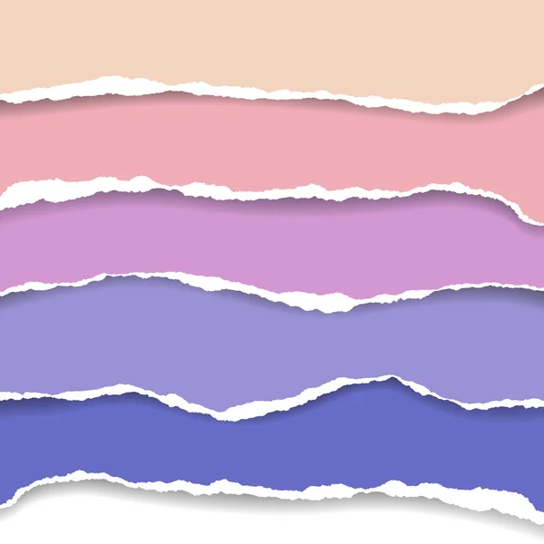 Ilustración realista del conjunto de papeles desgarrados de colores con sombra y espacio para el texto. Adecuado para infografía o encabezado - vector — Vector de stock