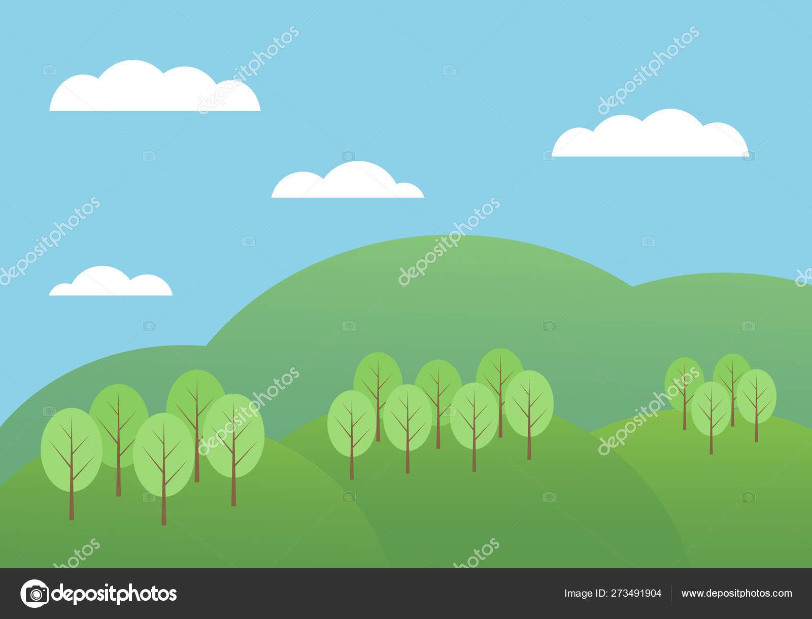 Flat Design Cartoon Illustration Of Mountain Landscape With Hills And Trees Under Blue Sky With Clouds Vector Vector Image By C Forgem Vector Stock Flat Design Cartoon Illustration Of Mountain Landscape With Hills And Trees Under Blue Sky With Clouds Vector Vector Image By C Forgem Vector Stock