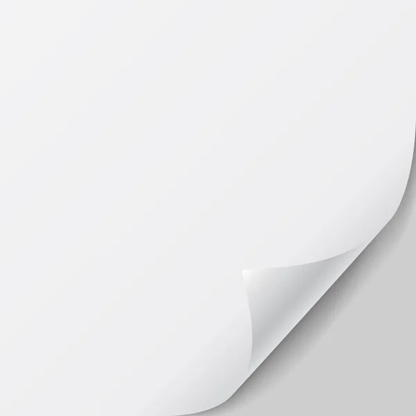 Reális illusztráció egy papírlapot hajtogatott sarok és hely a szövegben. Izolált fehér háttér-vektor — Stock Vector