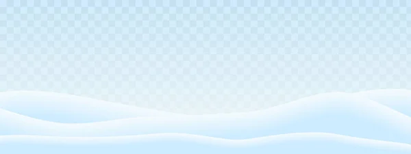 Ilustración realista de las colinas en el paisaje invernal con nieve y cielo azul-blanco transparente. Adecuado como tarjeta de felicitación para Navidad o Año Nuevo - vector — Vector de stock