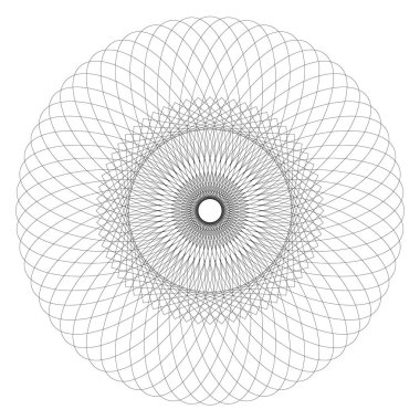 Geometrik Soyut Spirograph Desenleri Beyaz Arka Plan üzerine izole. Filigran olarak uygun simetrik şekiller. Yuvarlak ve spiral bükümlü dairesel süs - vektör