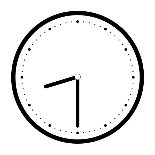 Ilustración de una simple esfera de reloj de blanco y negro con una aguja de hora y minuto - vector — Vector de stock