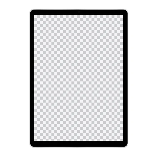 Ilustración de tableta o teléfono móvil con pantalla en blanco y marco negro. Con espacio para texto - vector — Vector de stock