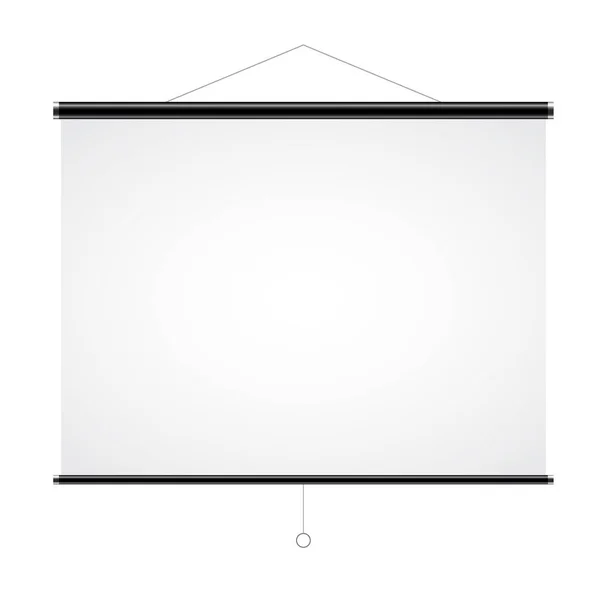 Ilustración realista de la pantalla de proyección blanca en blanco con espacio para texto - vector — Vector de stock