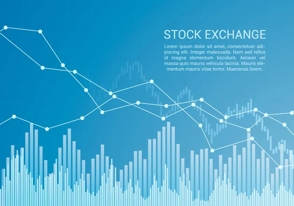 上昇と下落の傾向とテキストとブルー株式市場や金融の燭台のチャート ベクトル — ストックベクタ