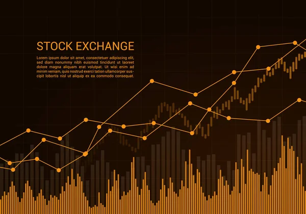橙色股票市场或金融烛台图 有上升和上升趋势及文字矢量 — 图库矢量图片