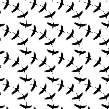 Beyaz arka plan üzerinde leylek ile sorunsuz vektör desen