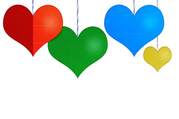 Иллюстрация Цветными Бумажными Сердцами Белом Фоне — стоковое фото