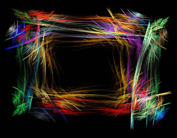 Fractal Graphics Depicting Abstract Colored Frame Black Background — Stok fotoğraf