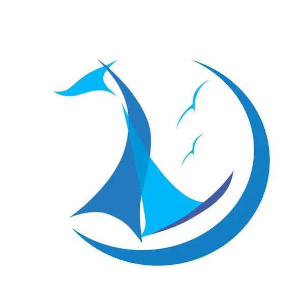 Dessin Vectoriel Logo Représentant Voilier Sur Mer — Image vectorielle