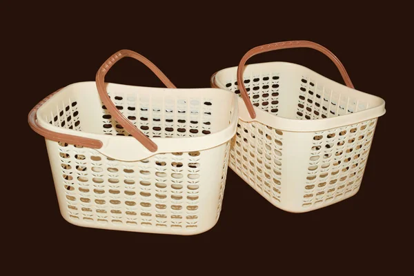 Plastic Food Baskets Isolated Dark Background — Stock Photo, Image