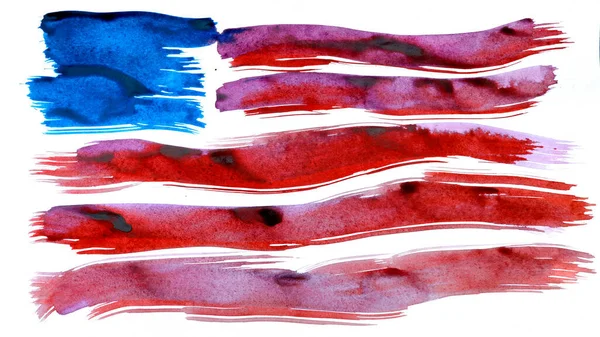 抽象的なスタイルでアメリカの国旗のシーンを描いた水彩画です — ストック写真