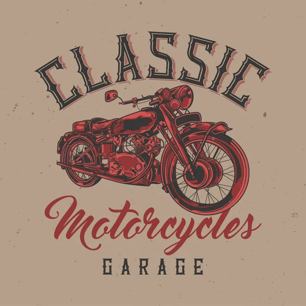 Shirt Poster Avec Illustration Moto Classique — Image vectorielle