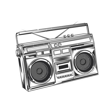 eski okul boombox çizimi