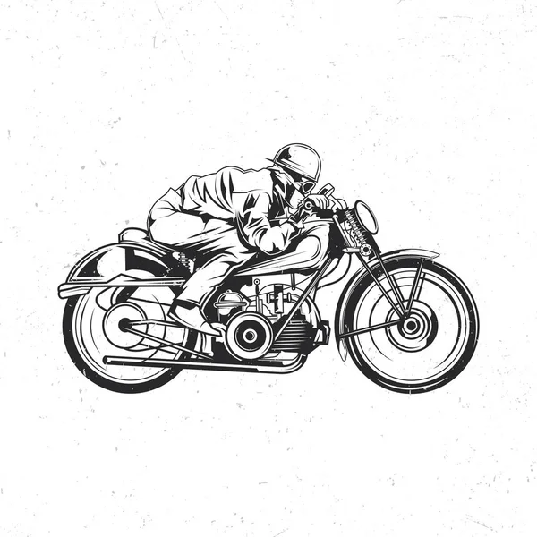 Ποδηλάτης ιππασίας σε vintage μοτοσικλέτα — Διανυσματικό Αρχείο