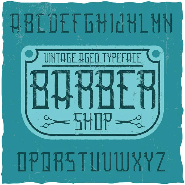 Vintage label lettertype genaamd Barbershop. — Stockvector