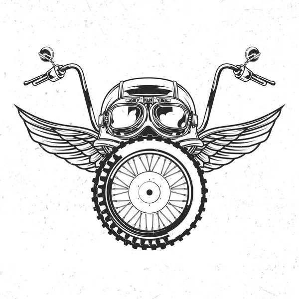 Ilustración de casco, gafas, rueda y alas — Archivo Imágenes Vectoriales