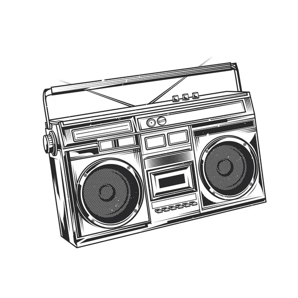 Illustration of old school boombox — Stock Vector