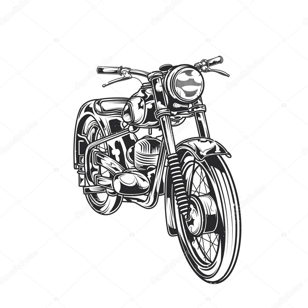 Emblem design with illustration of classic motorcycle