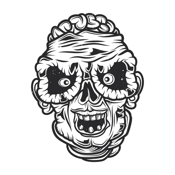 Ilustración de cabeza de zombie — Vector de stock