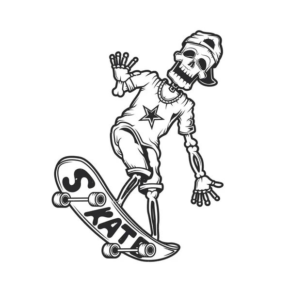 Скелет на скейтборде — стоковый вектор