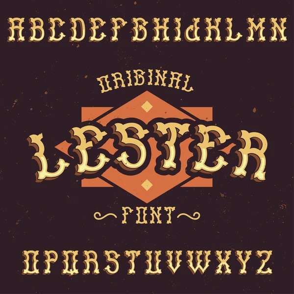 Vintage label fonte chamada Lester . — Vetor de Stock