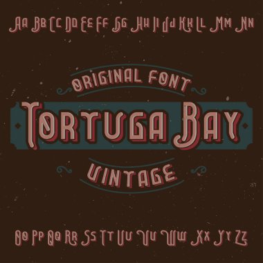 Tortuga Bay adlı vintage etiket yazı tipi.