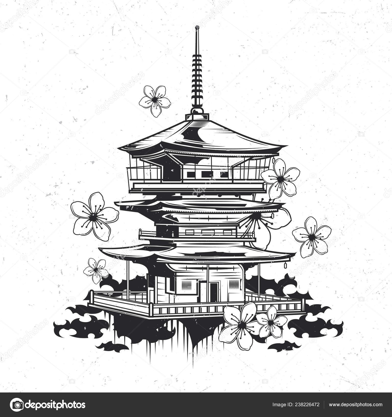Illustration of japanese temple — Stock Vector © antonantipov #238226472