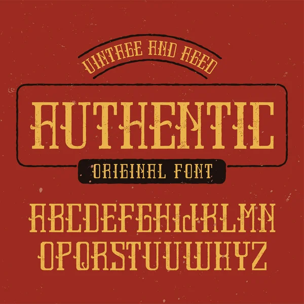 Lettertype voor vintage label met de naam Authentic. — Stockvector