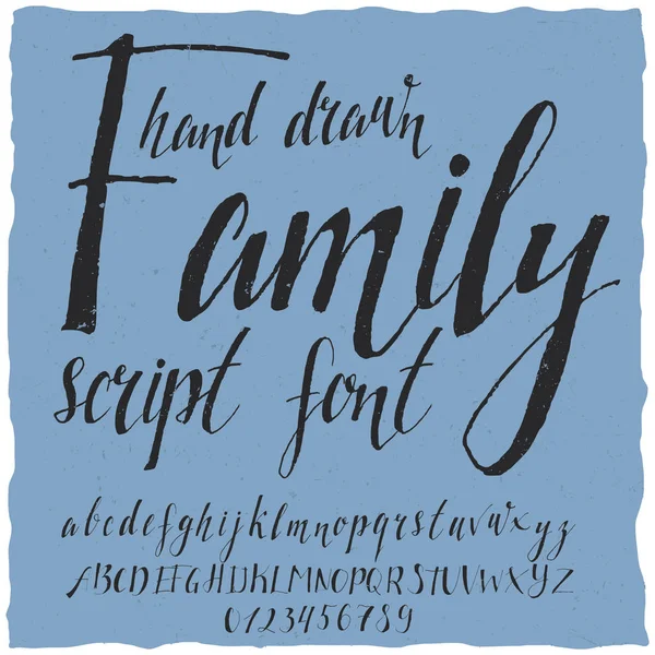 Affiche Famille Dessinée Main Sur Fond Bleu Illustration Vectorielle — Image vectorielle