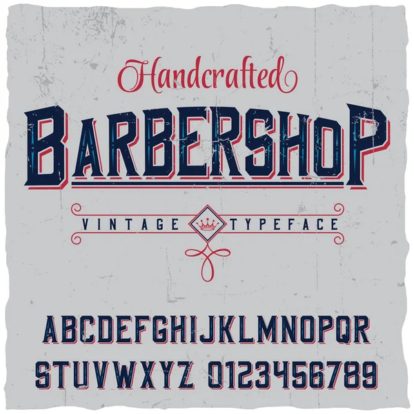 Handcrafted Barbershop Label Font Poster — Stock Vector