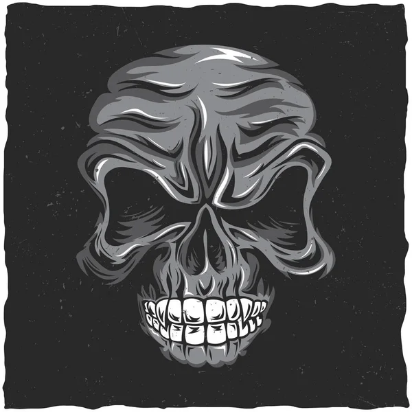 Сердитый постер черепа — стоковый вектор