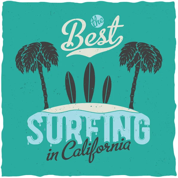 El mejor surf en California Poster — Vector de stock