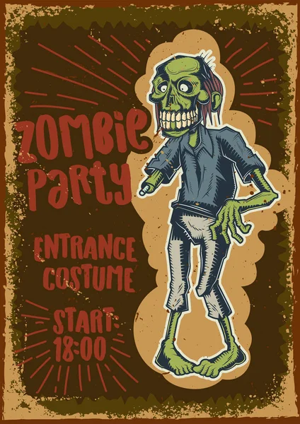 Zombie sobre fondo polvoriento — Vector de stock