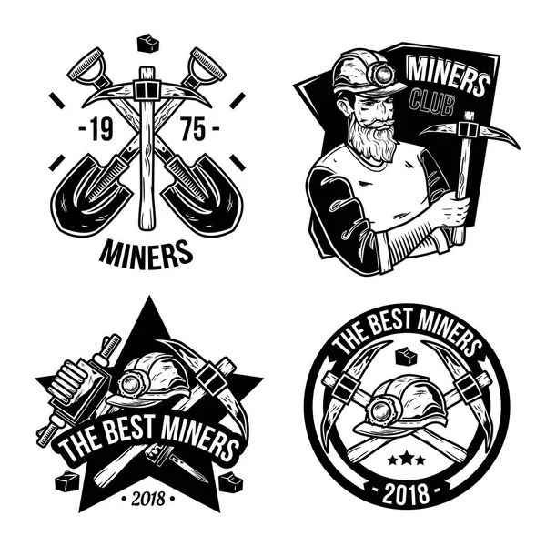 Conjunto de emblemas mineros vintage — Vector de stock