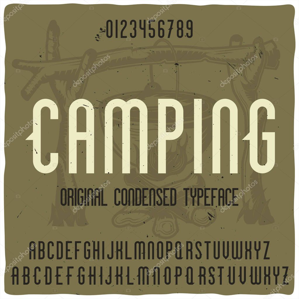 Vintage label typeface named 