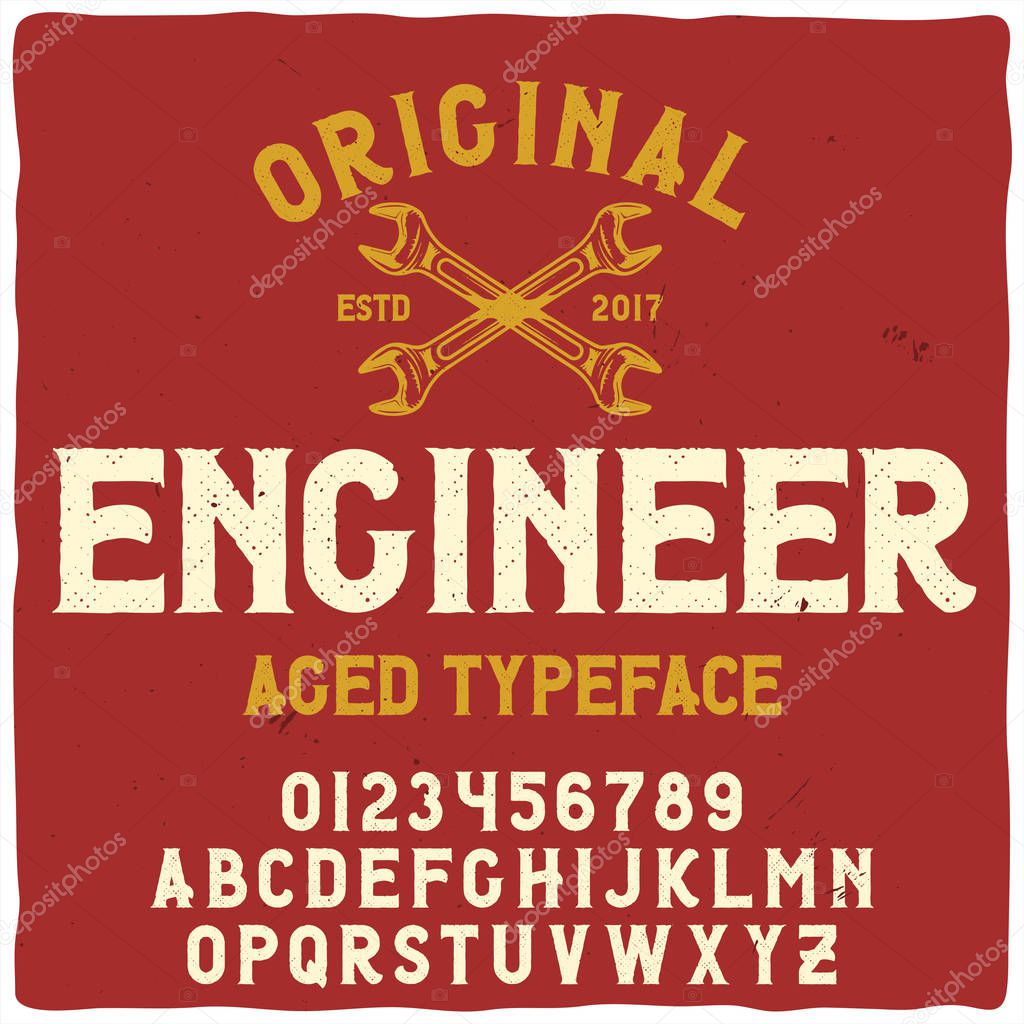 Vintage label typeface named 