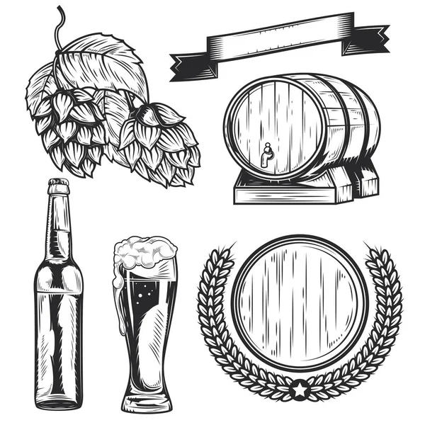 Набір значків елементів пива, логотипів, етикетки — стоковий вектор